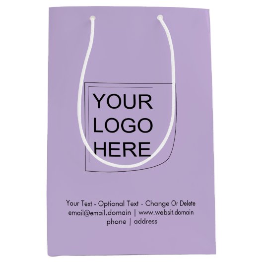 トレンドカラー - ソフトバイオレット ミディアムロゴギフトバッグ ミディアムペーパーバッグ (正面)
