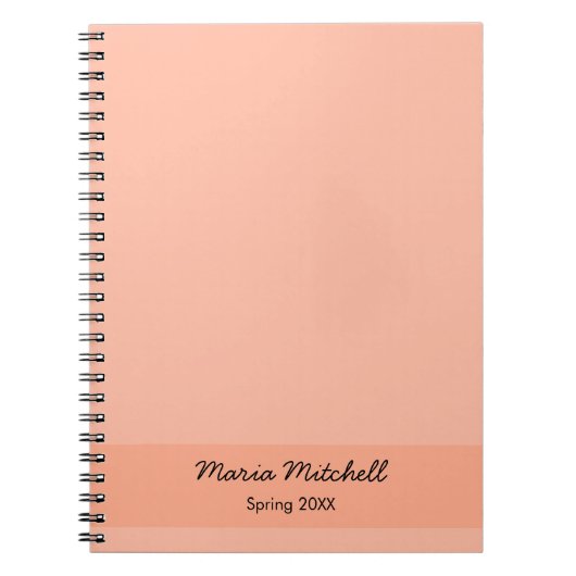 トレンドカラー – ソフトピーチ名/文字手帳 ノートブック (正面)