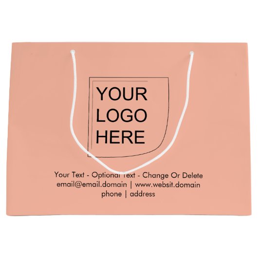 トレンドカラー - ソフトピーチ 大型ロゴギフトバッグ ラージペーパーバッグ (正面)