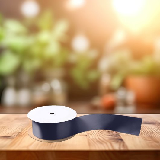 トレンドカラー – ネイビーブルーカラー – 無地の サテンリボン