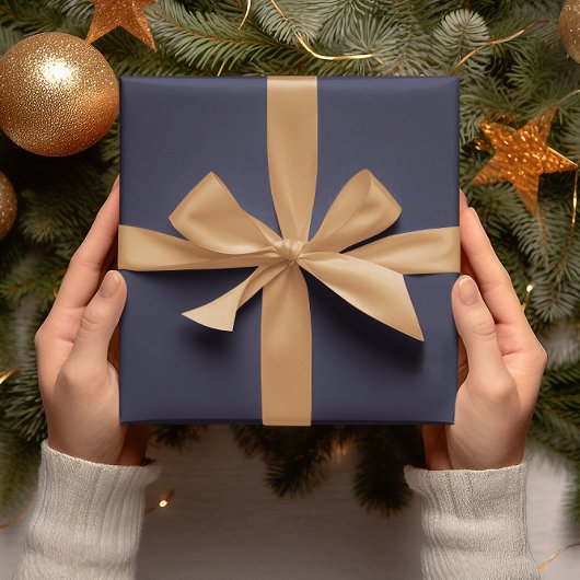 トレンドカラー – ネイビーブルー無地のカラー – 転が ラッピングペーパー