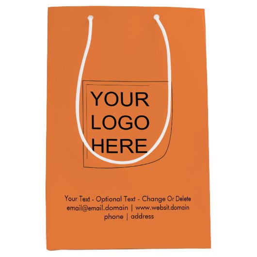 トレンドカラー -フレッシュタンジェリンミディアムロゴギフトバッグ ミディアムペーパーバッグ (正面)