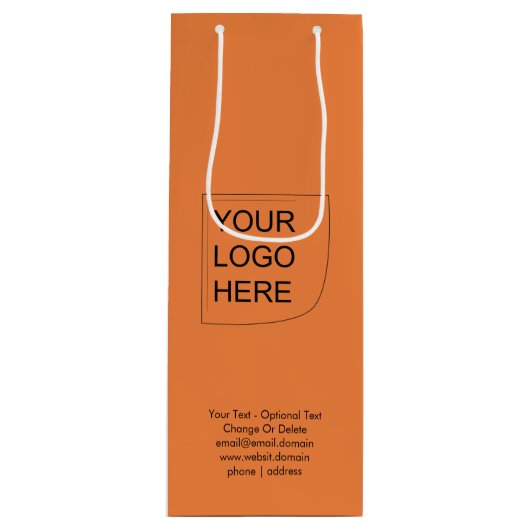 トレンドカラー -フレッシュタンジェリンワインロゴギフトバッグ ワインギフトバッグ (正面)