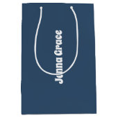 トレンドカラー – 深刻なブルーミディアムネーム抱き枕 ミディアムペーパーバッグ (正面)