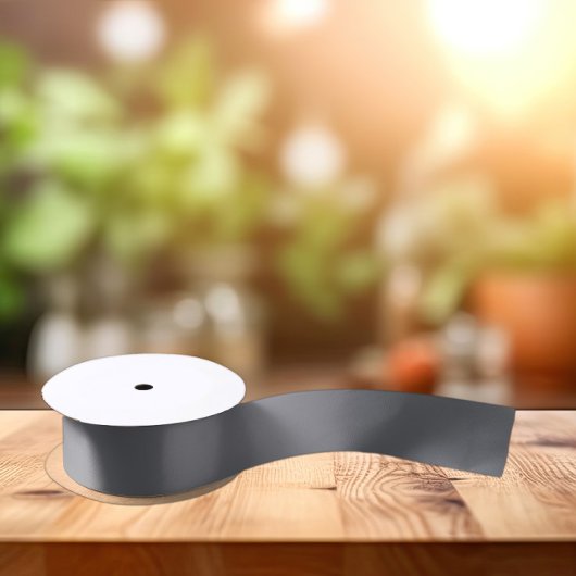 トレンドカラー – 石板グレー無地のカラー –  サテンリボン