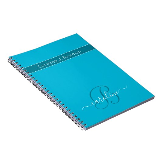 トレンドカラー – 鮮やかなシアンのカスタマイズ可能なノートブック ノートブック (右側)