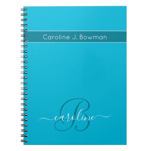 トレンドカラー – 鮮やかなシアンのカスタマイズ可能なノートブック ノートブック (正面)