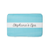 トレンドカラー – 鮮やかなシアンストライプのスパバスマット バスマット (正面)