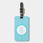 トレンドカラー – 鮮やかなシアンストライプのラゲッジタグ ラゲッジタグ (正面縦)