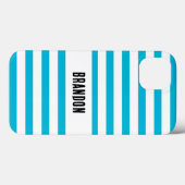 トレンドカラー – 鮮やかなシアンストライプの色 Case-Mate iPhoneケース (裏面 (横))