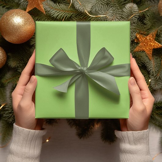 トレンドカラー – Kiwiグリーンカラー無地の- 転が ラッピングペーパー