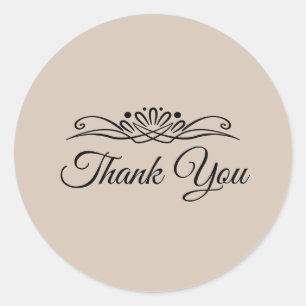 トレンドカラー – Soft Taupe Thank You Sticker ラウンドシール