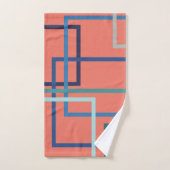 トレンドカラーPantone 2019青と緑の正方形 バスタオルセット (ハンドタオル)