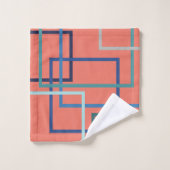 トレンドカラーPantone 2019青と緑の正方形 バスタオルセット (ウォッシュタオル)