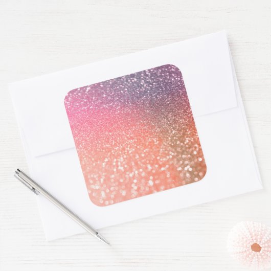 トレンドガーリーバラ金ゴールド赤面グリッター スクエアシール (封筒)