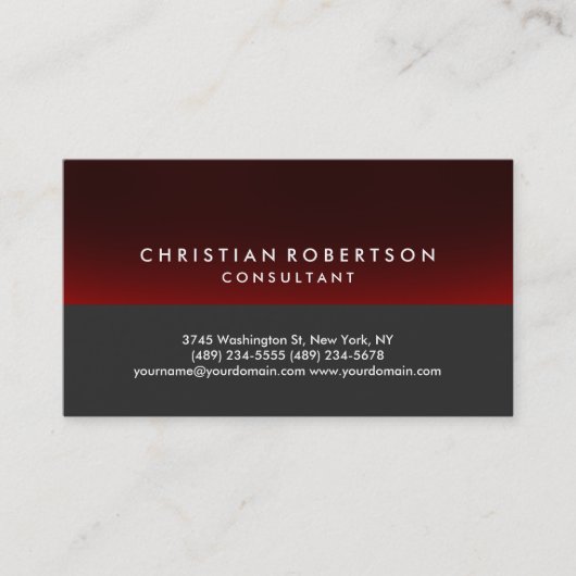 トレンドスタイルグレー赤かわいいコンサルタント名刺 名刺 (正面)