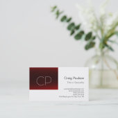 トレンドダークレッドストライプホワイトモノグラム名刺 名刺 (スタンド正面)