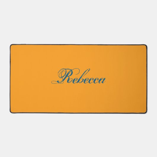 トレンドテックブルー&ダリアオレンジパーソナライズされた色 デスクマット (正面)