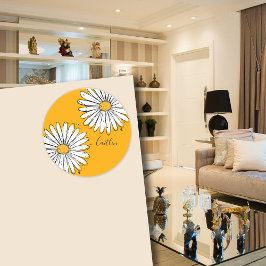 トレンドデイジーオレンジのインキアート ラウンドシール