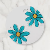 トレンドデイジーティール（緑がかった色）インクイージアートギフトラベル フェイバータグ (裏面)