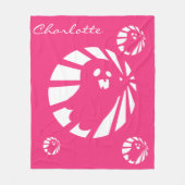 トレンドハロウィーンかわいいピンクと白の幽霊 フリースブランケット (正面)