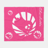 トレンドハロウィーンかわいいピンクと白の幽霊 フリースブランケット (正面(横))