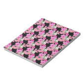 トレンドピンクの黒い花柄アクセサリー ノートパッド (回転)