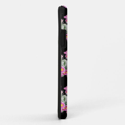 トレンドピンクの黒い花柄アクセサリー Case-Mate iPhoneケース (裏面/右)