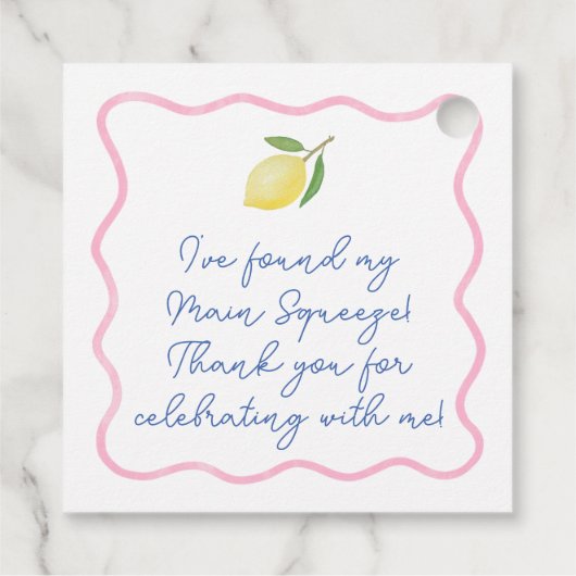 トレンドピンクスクワイグルメインスクイーズブライダルシャワー フェイバータグ (裏面)