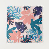 トレンドブライトなシームレスパターンとカラフルトロピック タペストリー (正面(横))