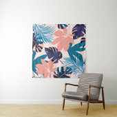 トレンドブライトなシームレスパターンとカラフルトロピック タペストリー (インサイチュ(横))