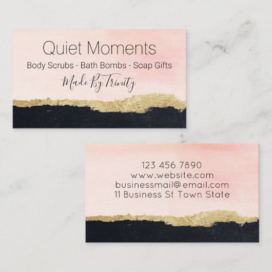 トレンドブラックピンク手作りの風呂爆弾浸せっけん 名刺 (正面/裏面)