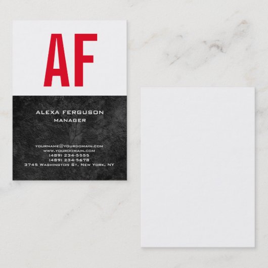 トレンドプラユニークインシンプル白黒レッドモノグラム 名刺 (正面/裏面)