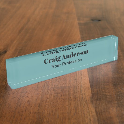 トレンドプロフェッショナルプレーンモダンカエレガントデットブルー デスクネームプレート (側面)