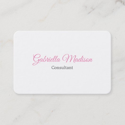 トレンドホワイトクリエイティブプレーンユニークスタイリッシュフェミニン 名刺 (正面)