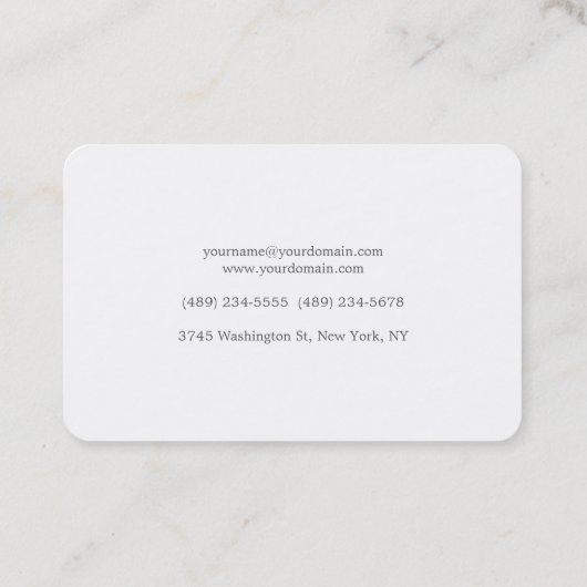 トレンドホワイトクリエイティブプレーンユニークスタイリッシュフェミニン 名刺 (裏面)