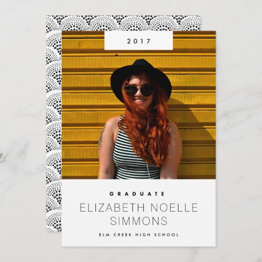 トレンドミニマル写真モダンの卒業発表 案内状 (正面/裏面)