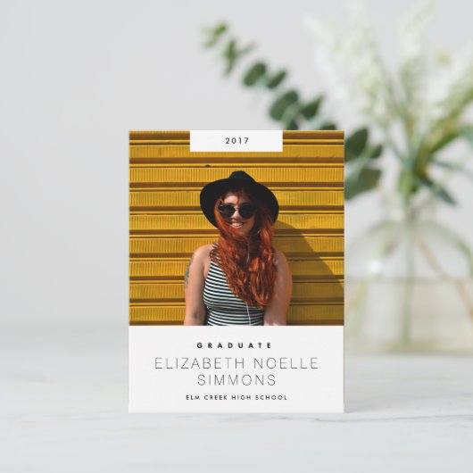 トレンドミニマル卒業モダン写真はがき 案内ポストカード (スタンド正面)