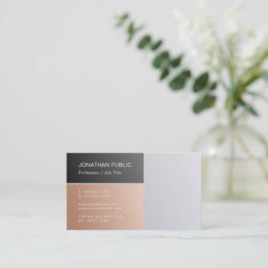 トレンドモダンエレガントカラーズパールフィニッシュラグジュアリー 名刺 (スタンド正面)