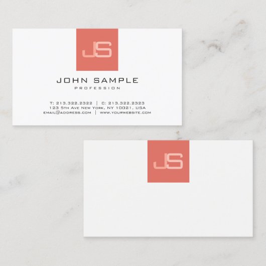 トレンドモダンモノグラムのエレガント業 名刺 (正面/裏面)