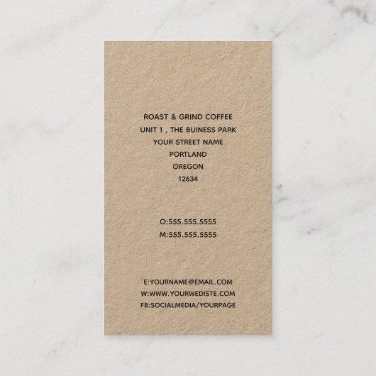 トレンドロ素朴ゴの場合 |アーティザンコーヒー会社 名刺 (裏面)