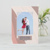 トレンド保存日付 |フォトほこりっぽいバラピンク 招待状 (スタンド正面)