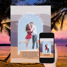 トレンド保存日付 |フォトパープルオレンジシック 招待状