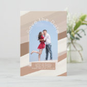 トレンド保存日付 | Photo Earth Tones Cocoa 招待状 (スタンド正面)