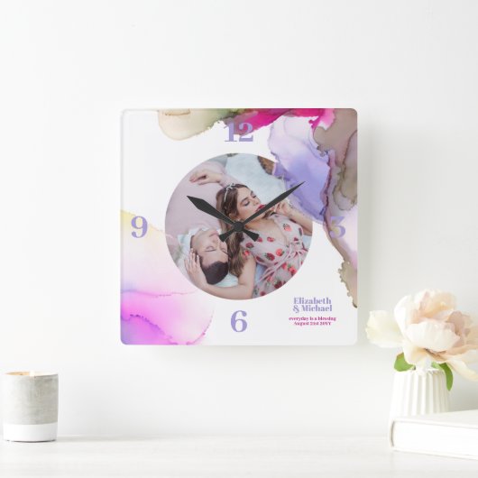 トレンド壁時計ムーディウォータカラー写真 スクエア壁時計 (ホーム)