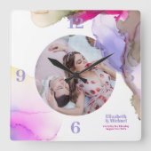 トレンド壁時計ムーディウォータカラー写真 スクエア壁時計 (正面)