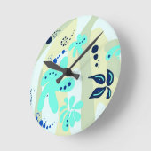 トレンド抽象芸術パターンのライトカラーフローラブロブ ラウンド壁時計 (傾斜)