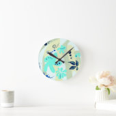トレンド抽象芸術パターンのライトカラーフローラブロブ ラウンド壁時計 (ホーム)