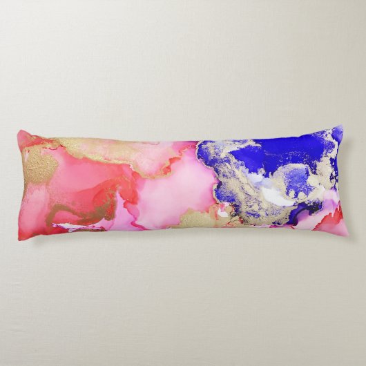 トレンド抽象芸術流体アート金ゴールド紫ピンク ボディピロー (裏面)