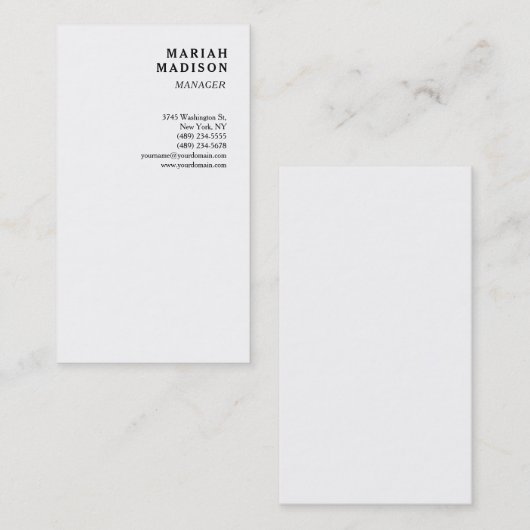 トレンド洗練されたホワイトミニマリストシック 名刺 (正面/裏面)